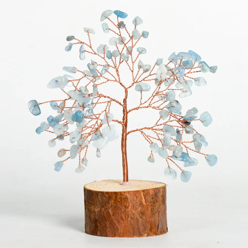 Green Aventurine Crystal Tree with Wooden Base