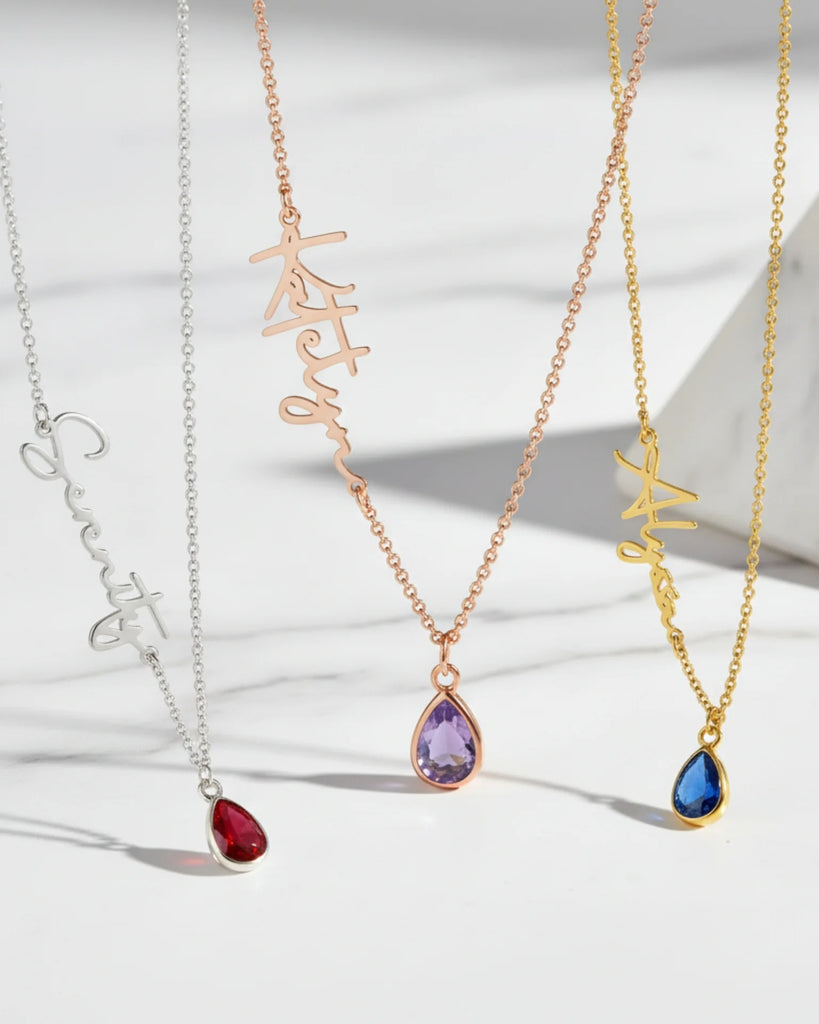 Birthstone Name Necklace – Personalized Gift Jewelry IfShe