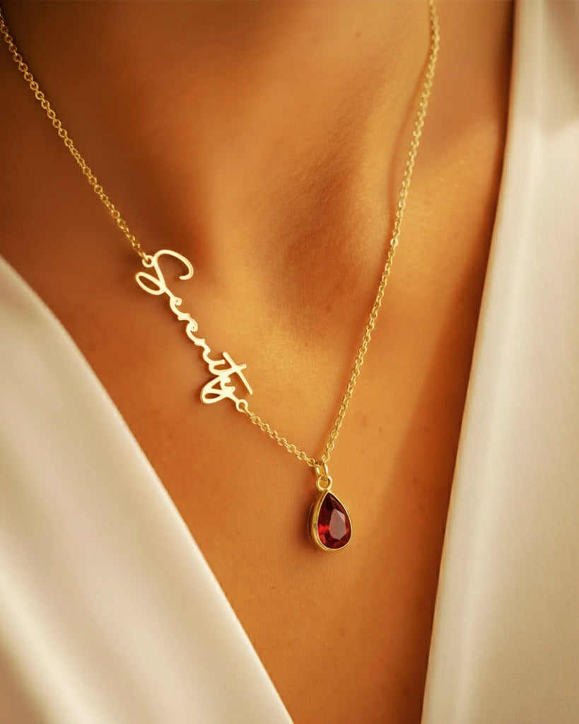 Birthstone Name Necklace – Personalized Gift Jewelry IfShe