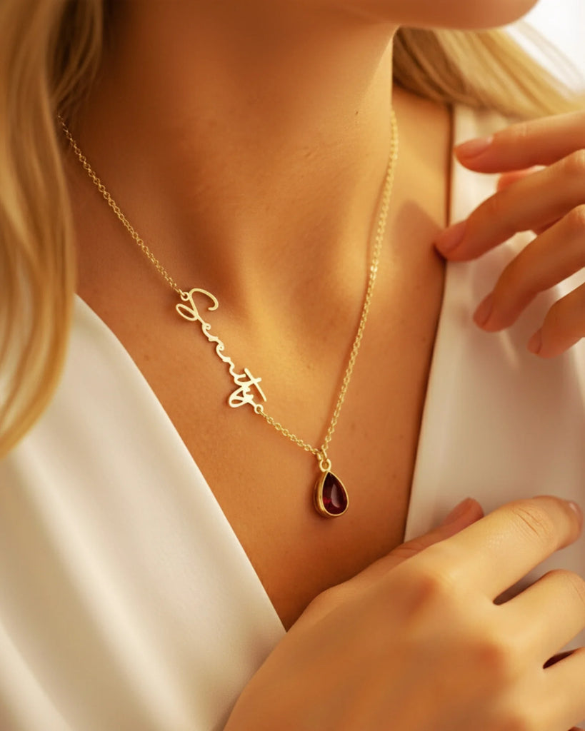 Birthstone Name Necklace – Personalized Gift Jewelry IfShe