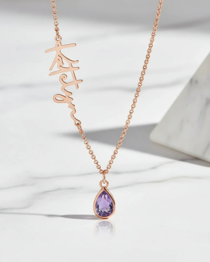 Birthstone Name Necklace – Personalized Gift Jewelry IfShe
