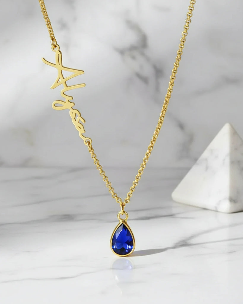 Birthstone Name Necklace – Personalized Gift Jewelry IfShe
