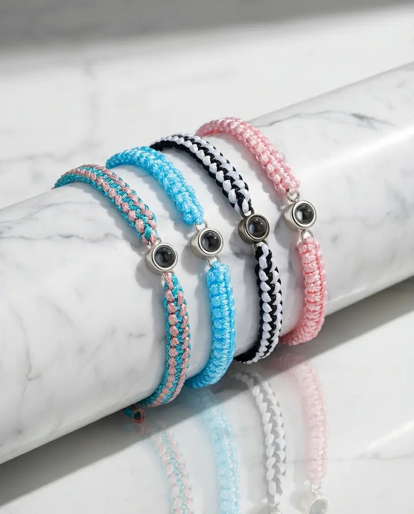 Braided Photo Projection Bracelet - Adjustable Rope Memory Wristband IfShe Jewelry