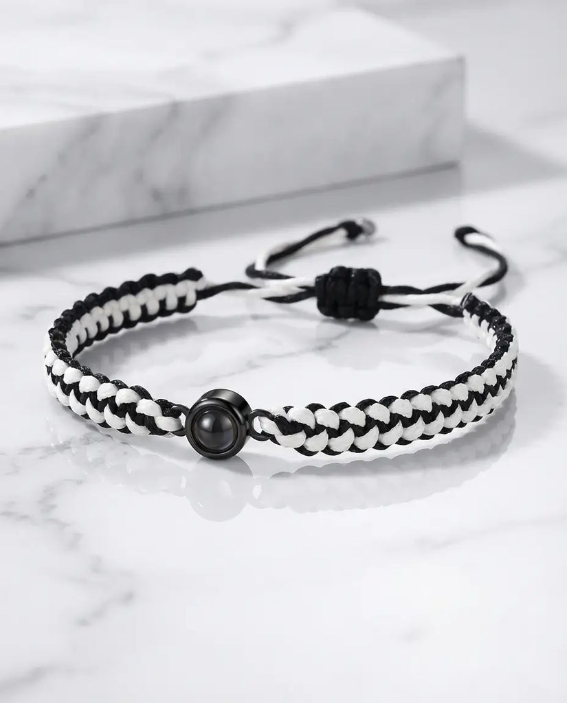 Braided Photo Projection Bracelet - Adjustable Rope Memory Wristband IfShe Jewelry