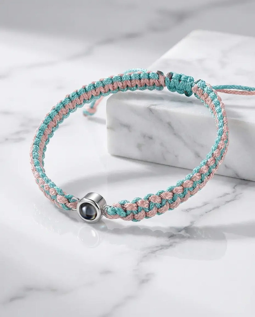 Braided Photo Projection Bracelet - Adjustable Rope Memory Wristband IfShe Jewelry