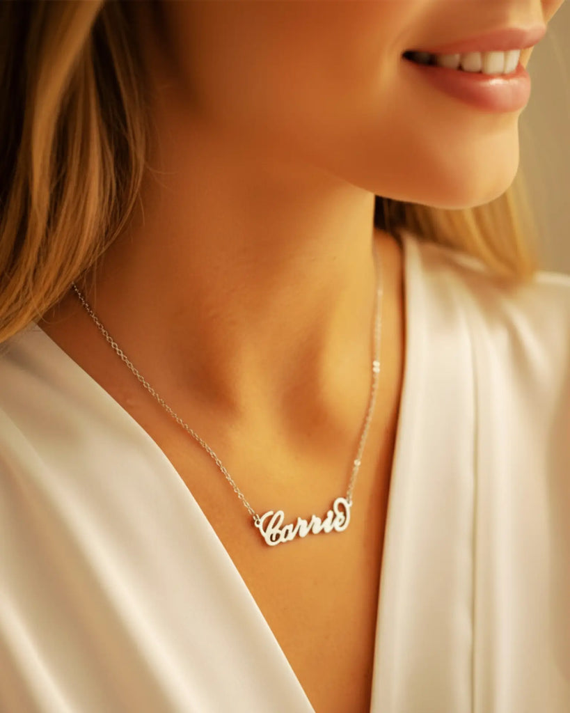 Carrie Script Name Necklace – Personalized Silver Jewelry IfShe Jewelry