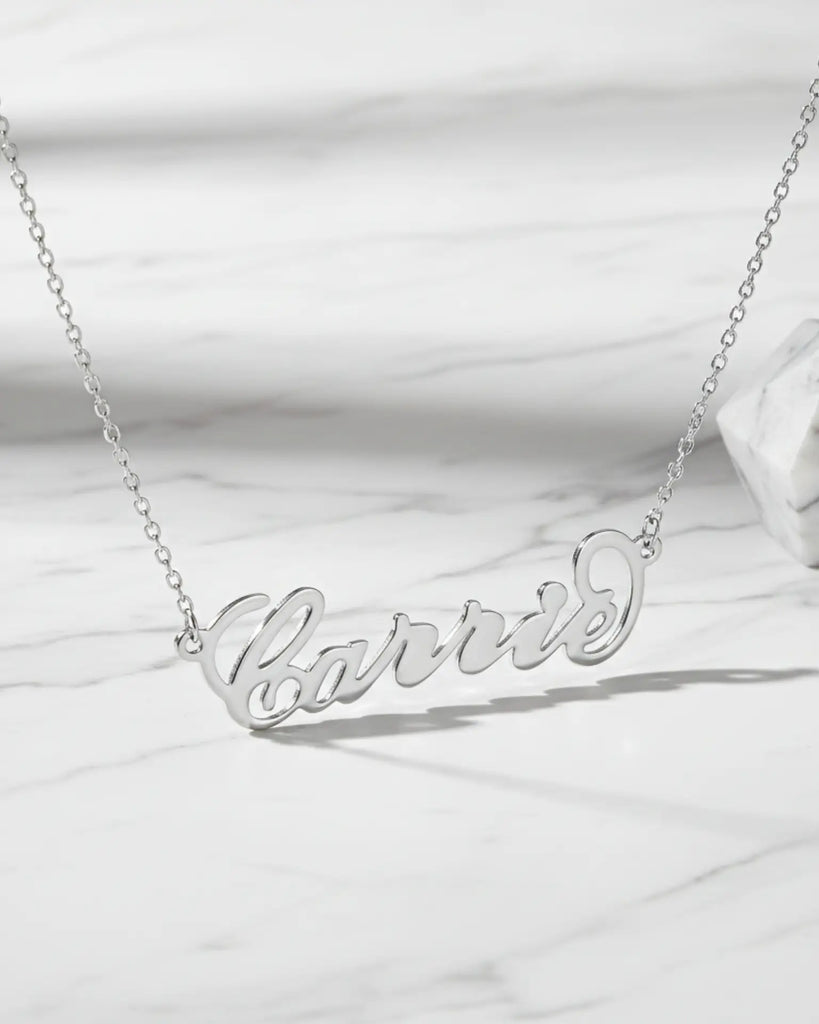 Carrie Script Name Necklace – Personalized Silver Jewelry IfShe Jewelry
