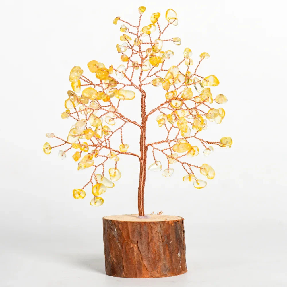 Rose Quartz Crystal Tree with Wooden Base