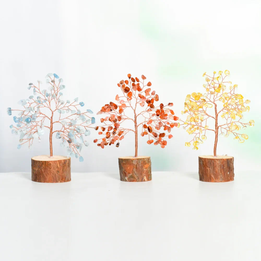 Aquamarine Crystal Tree with Wooden Base