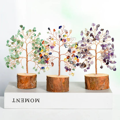 Red Onyx Crystal Tree with Wooden Base