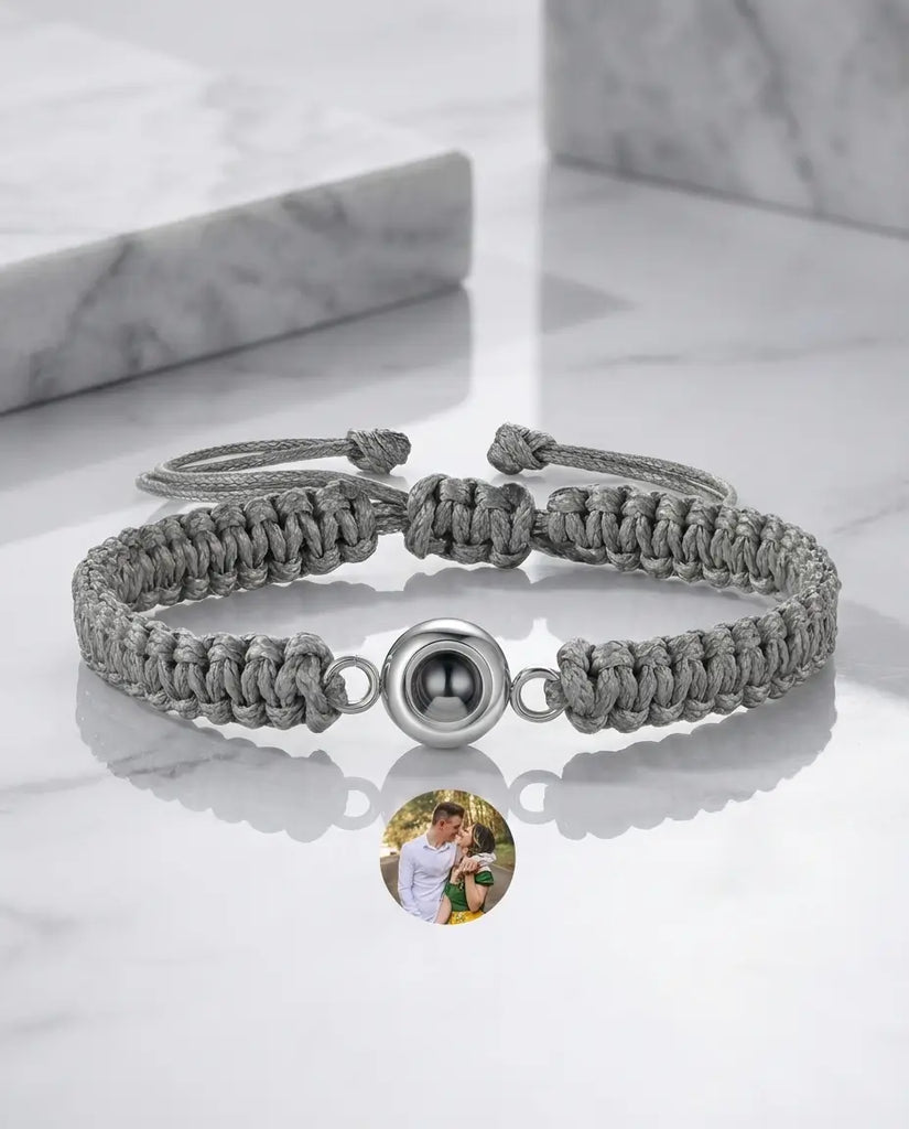 Custom Braided Photo Projection Bracelet - Adjustable Picture Rope IfShe Jewelry