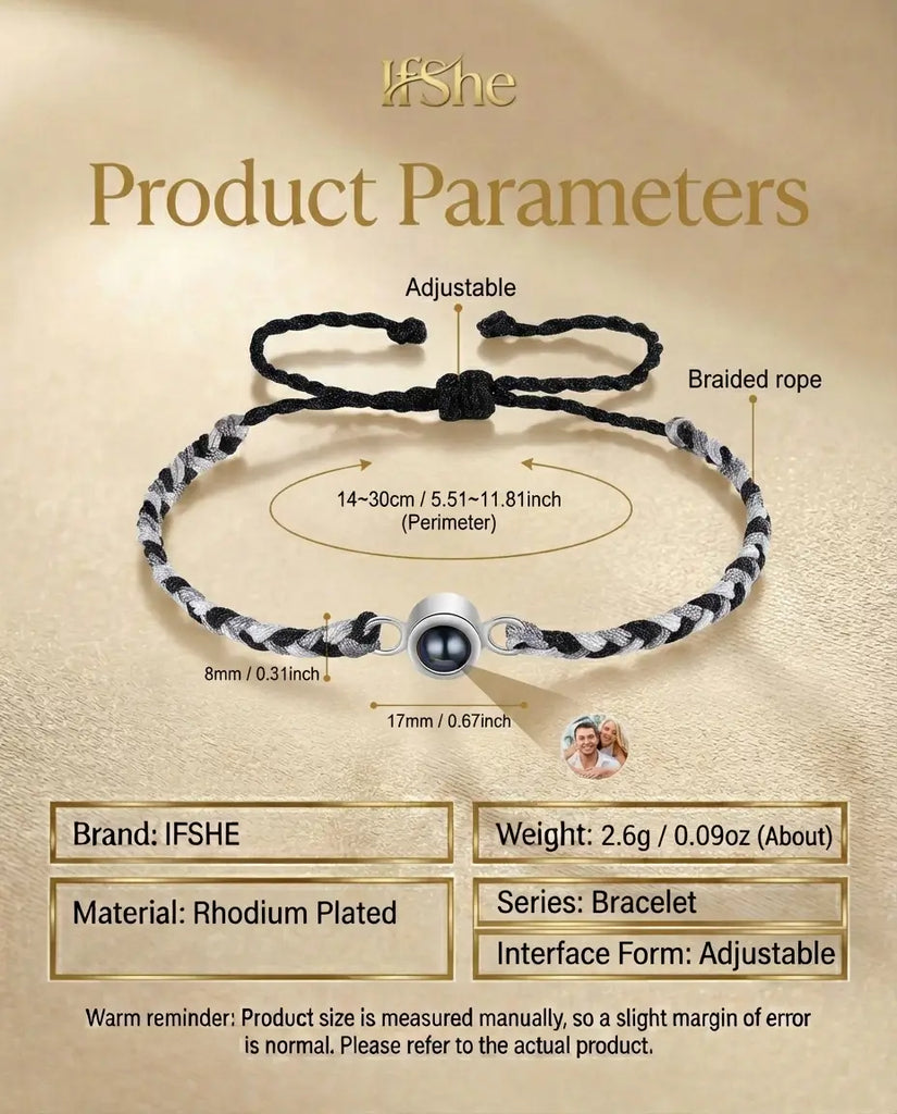 Custom Braided Photo Projection Bracelet - Picture Inside Rope IfShe Jewelry