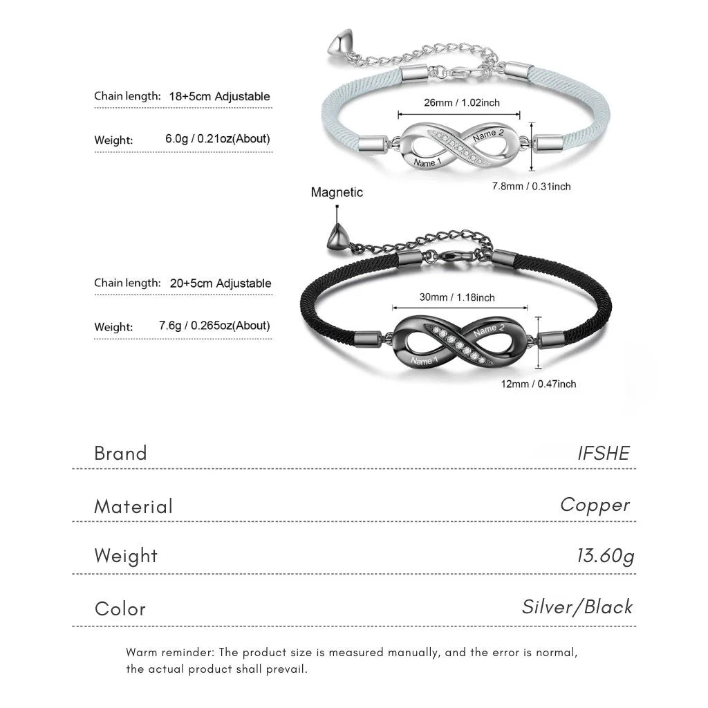 Custom Engravable Infinity Matching Bracelets for Couples