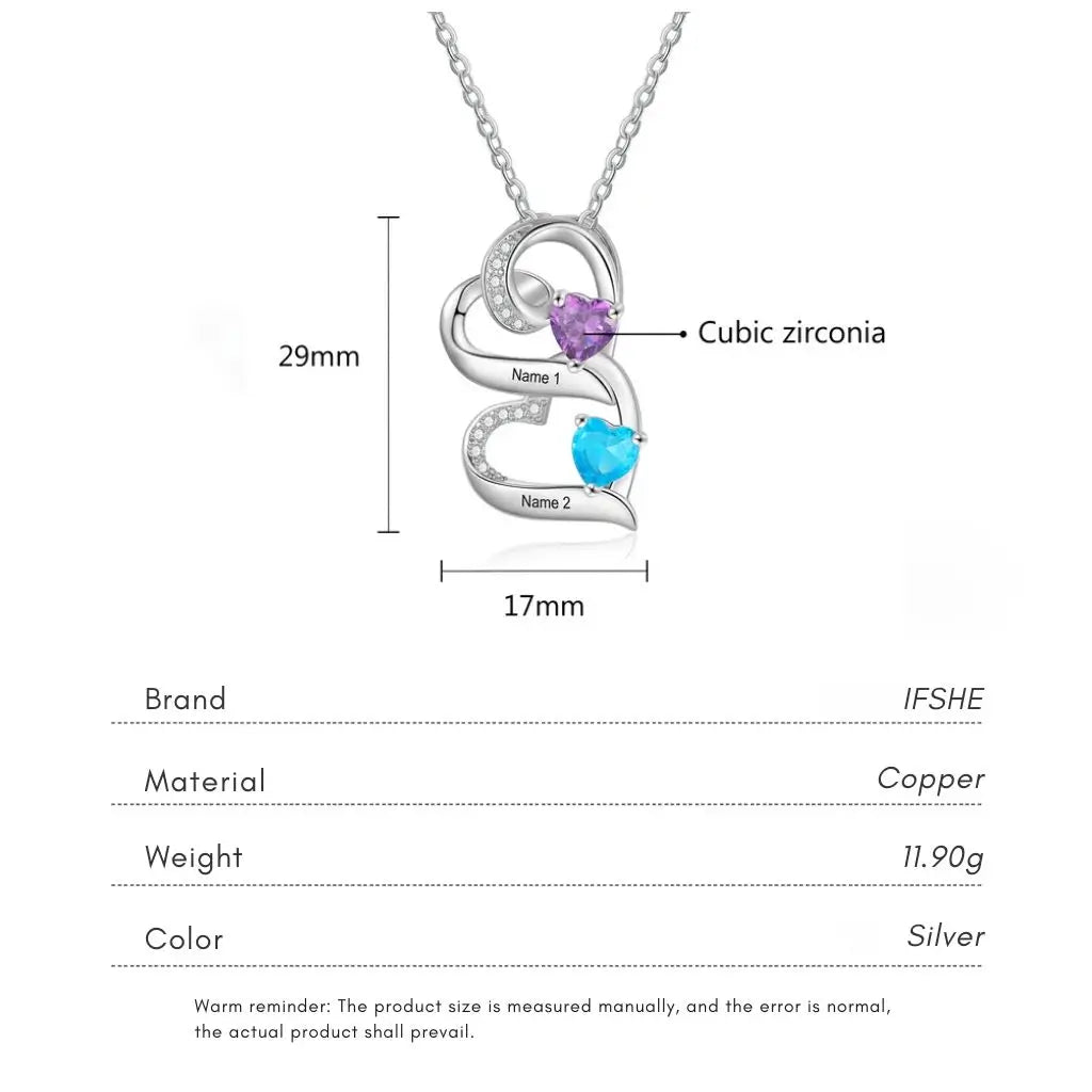 Custom Engraved 2-5 Name Personalized Birthstone Necklace for Mom, Grandma, or Sister