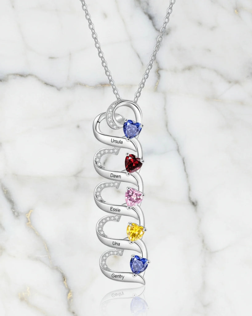 Custom Engraved 2-5 Name Personalized Birthstone Necklace for Mom, Grandma, or Sister IfShe Jewelry