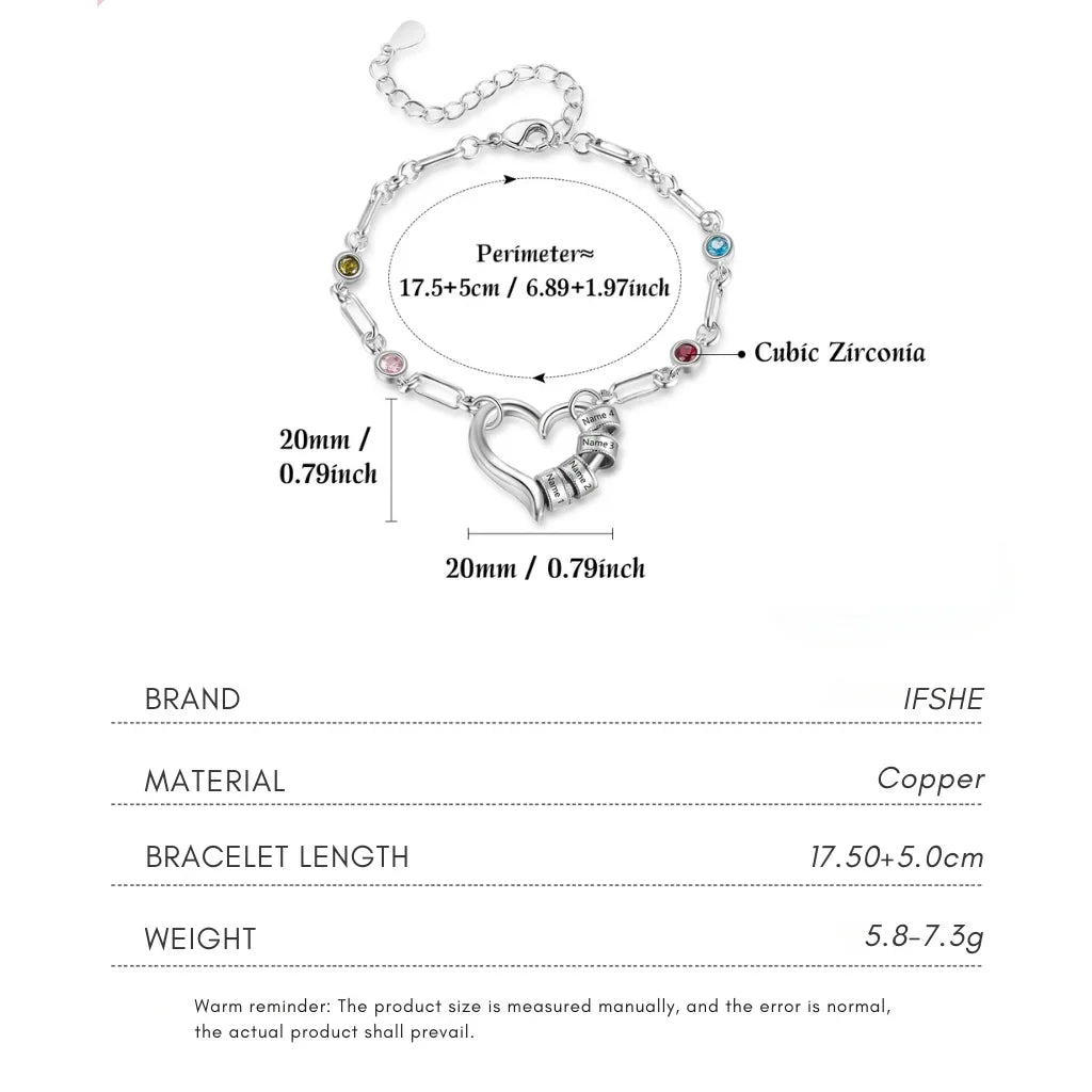 Custom Engraved Name Bead Bracelet with Birthstones – The Perfect Family Jewelry Gift