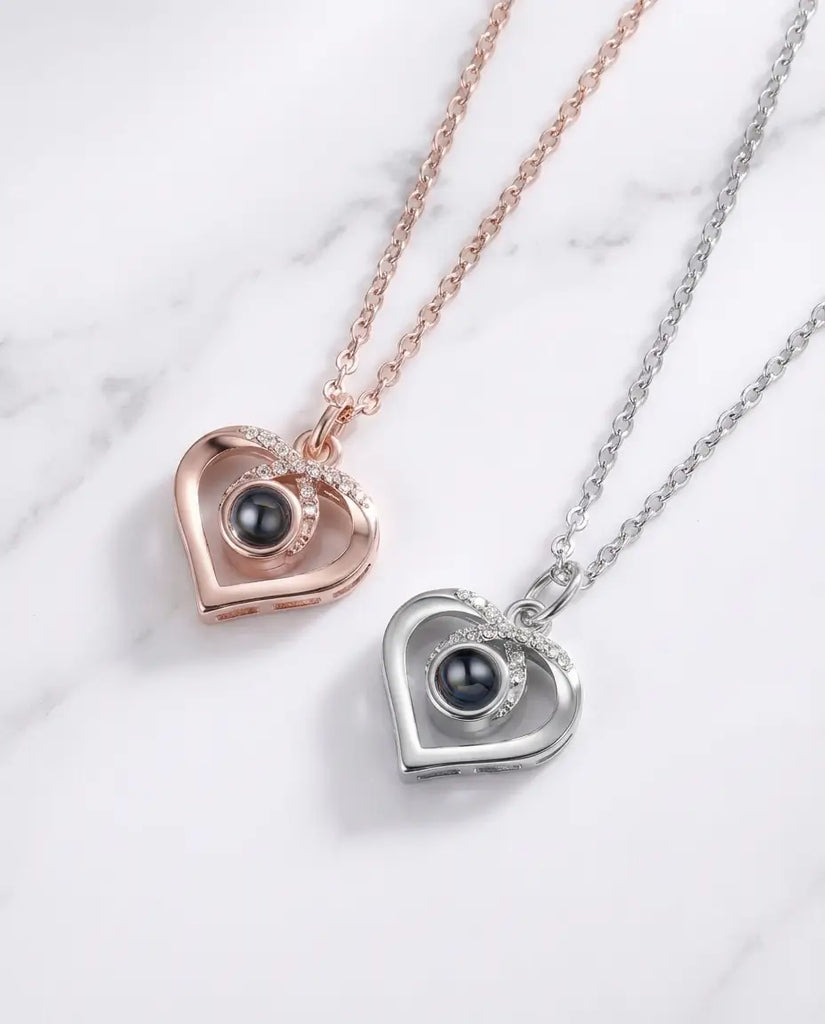 Custom Heart Photo Projection Necklace - Infinity Picture Pendant IfShe Jewelry
