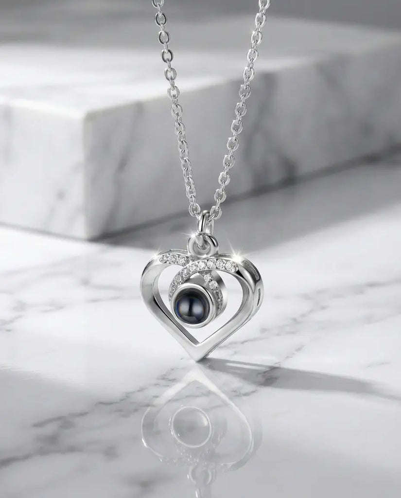 Custom Heart Photo Projection Necklace - Infinity Picture Pendant IfShe Jewelry