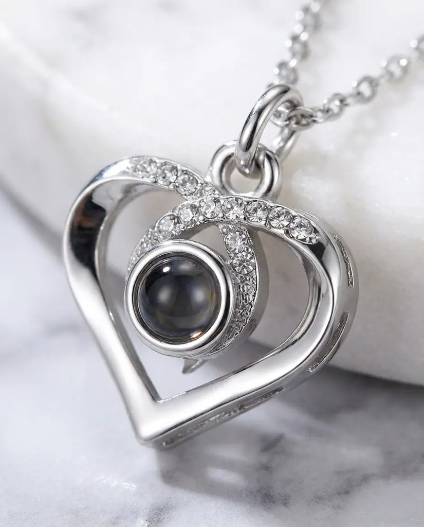 Custom Heart Photo Projection Necklace - Infinity Picture Pendant IfShe Jewelry