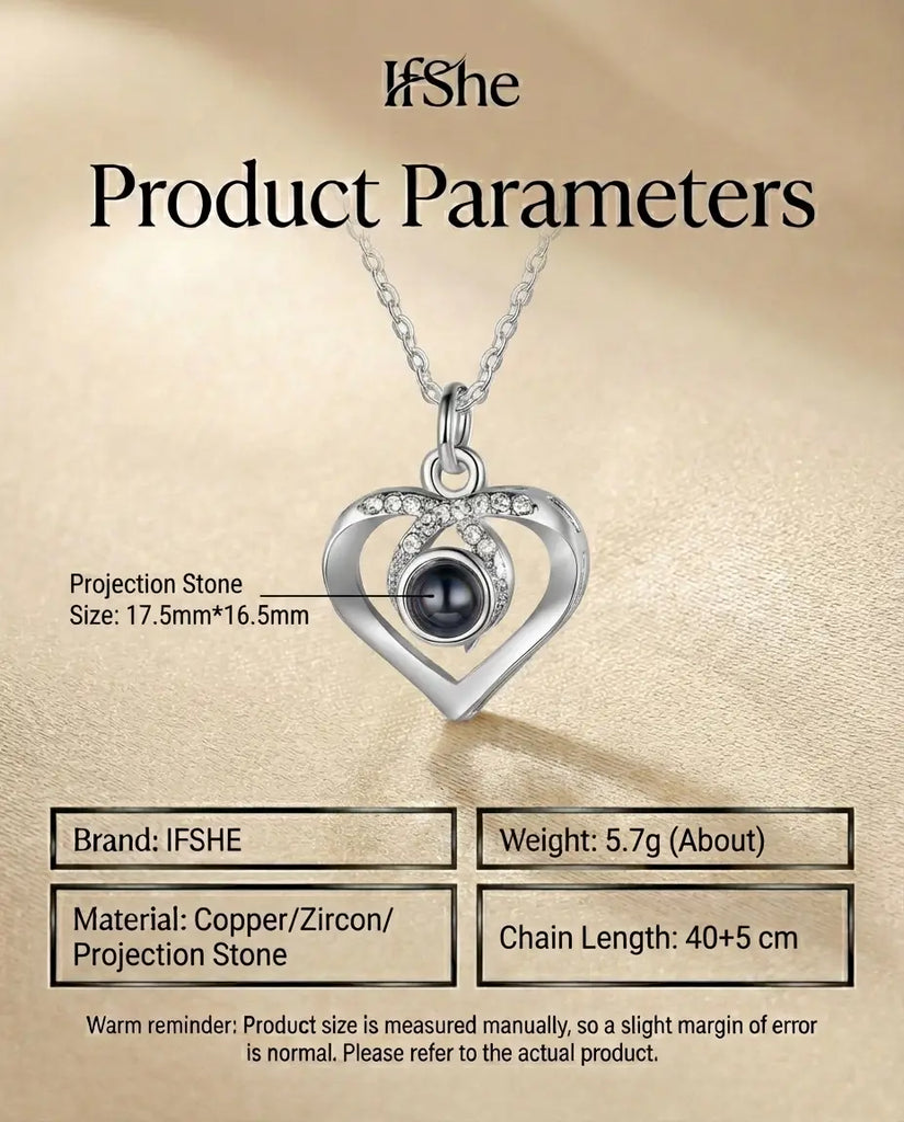 Custom Heart Photo Projection Necklace - Infinity Picture Pendant IfShe Jewelry
