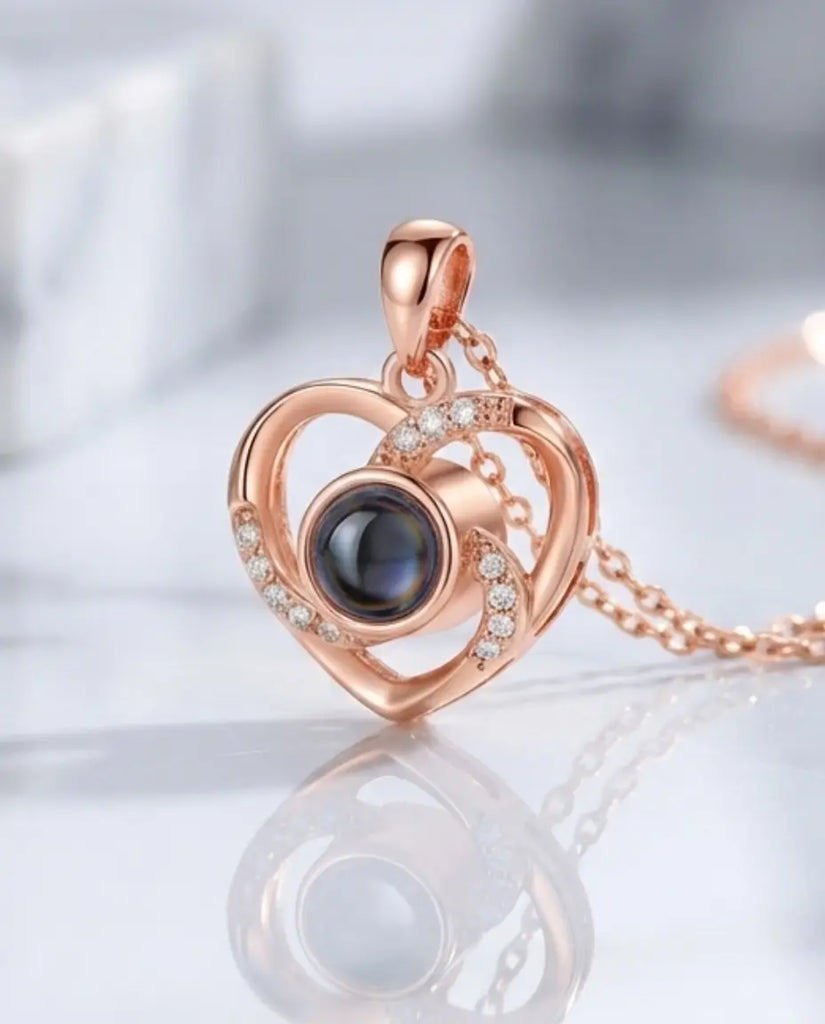 Custom Heart Photo Projection Necklace - Picture Inside Pendant IfShe Jewelry