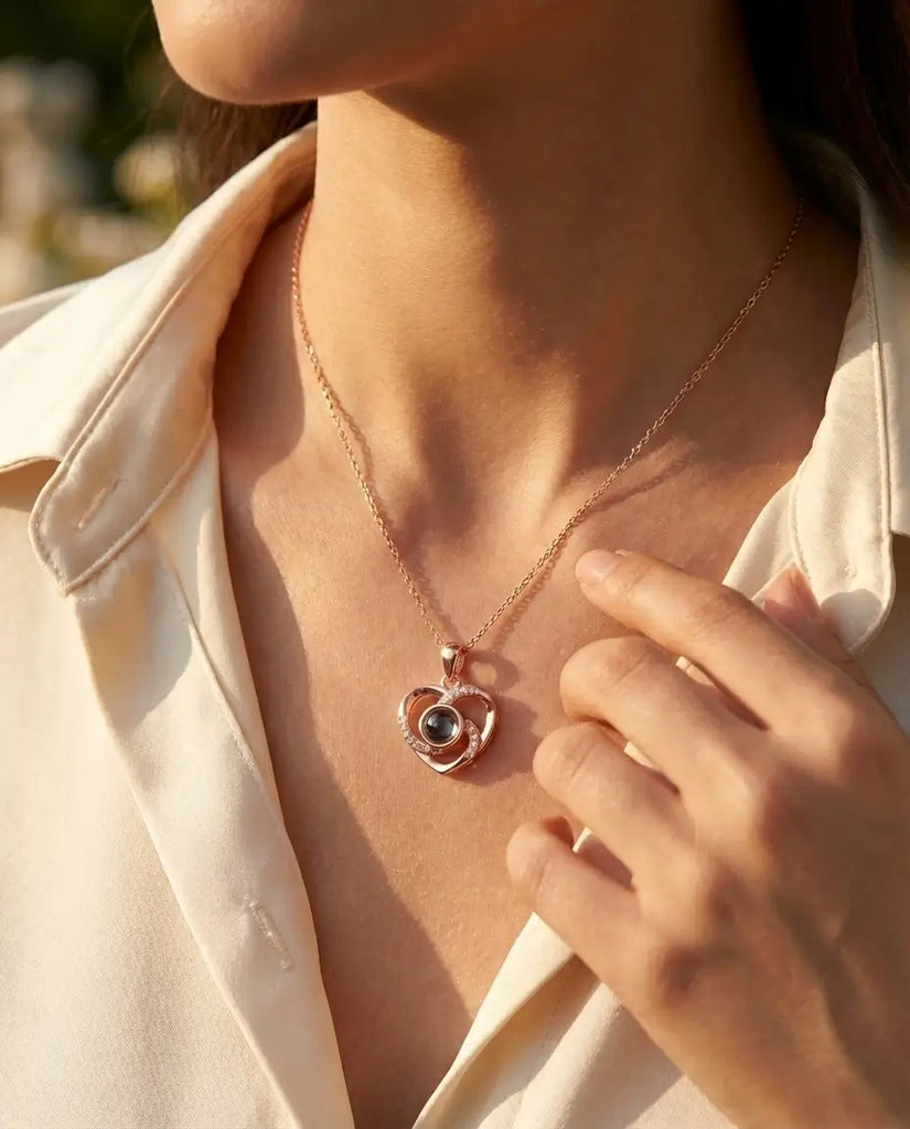 Custom Heart Photo Projection Necklace - Picture Inside Pendant IfShe Jewelry