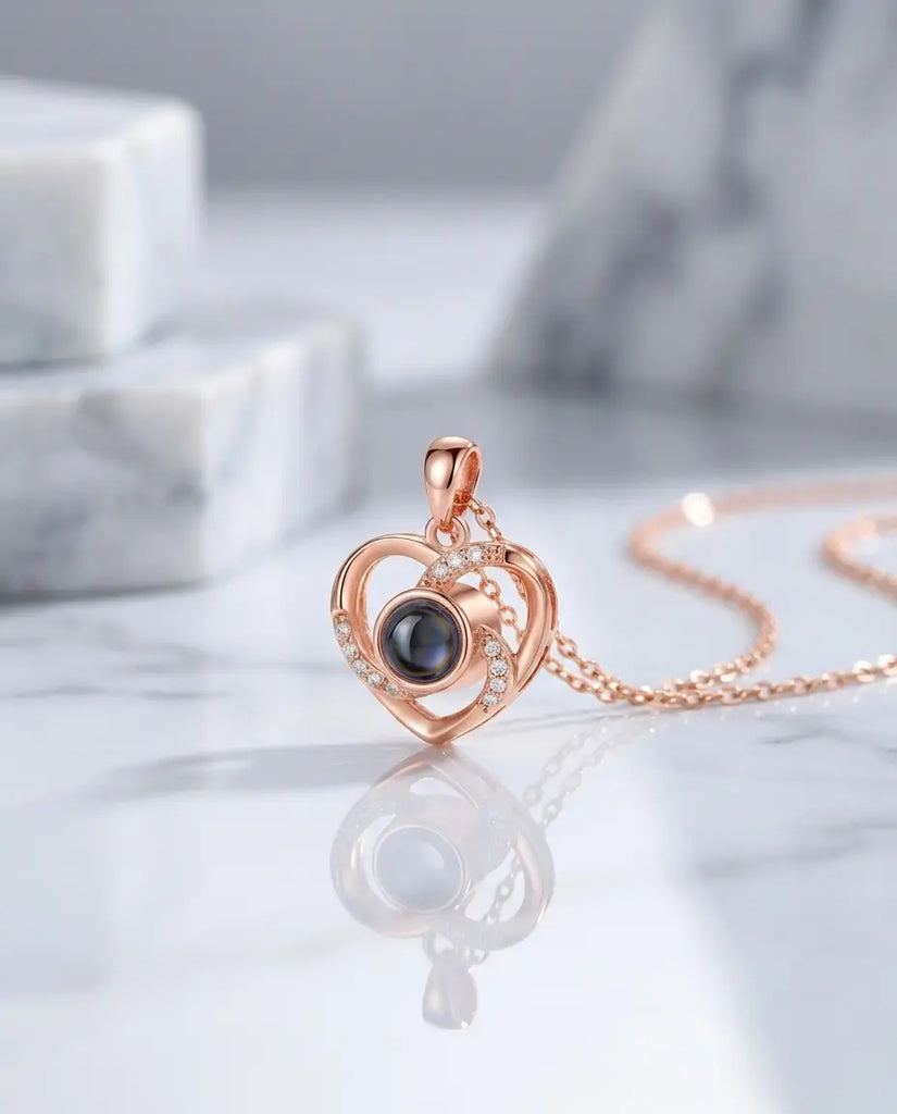 Custom Heart Photo Projection Necklace - Picture Inside Pendant IfShe Jewelry