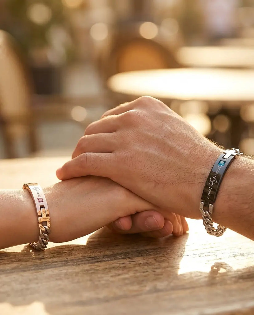 Custom Heartbeat Couple Bracelets - Matching Relationship Jewelry Set IfShe Jewelry