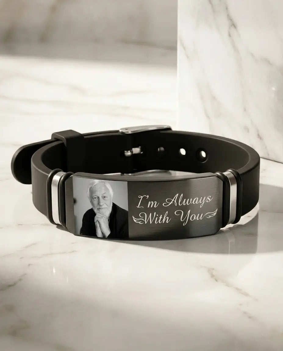 Custom Photo Silicone Bracelet - Engraved Stainless Steel Memory Wristband IfShe Jewelry