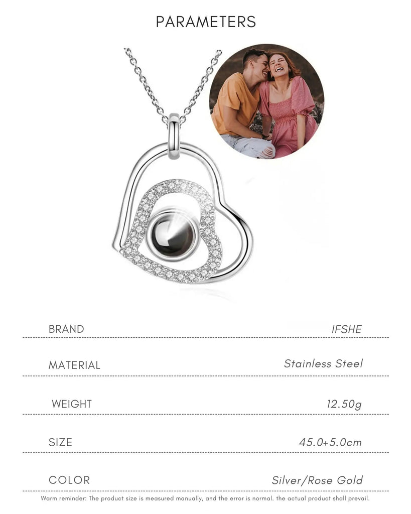 Enduring Memory Stainless Steel Photo Projection Necklace IfShe Jewelry