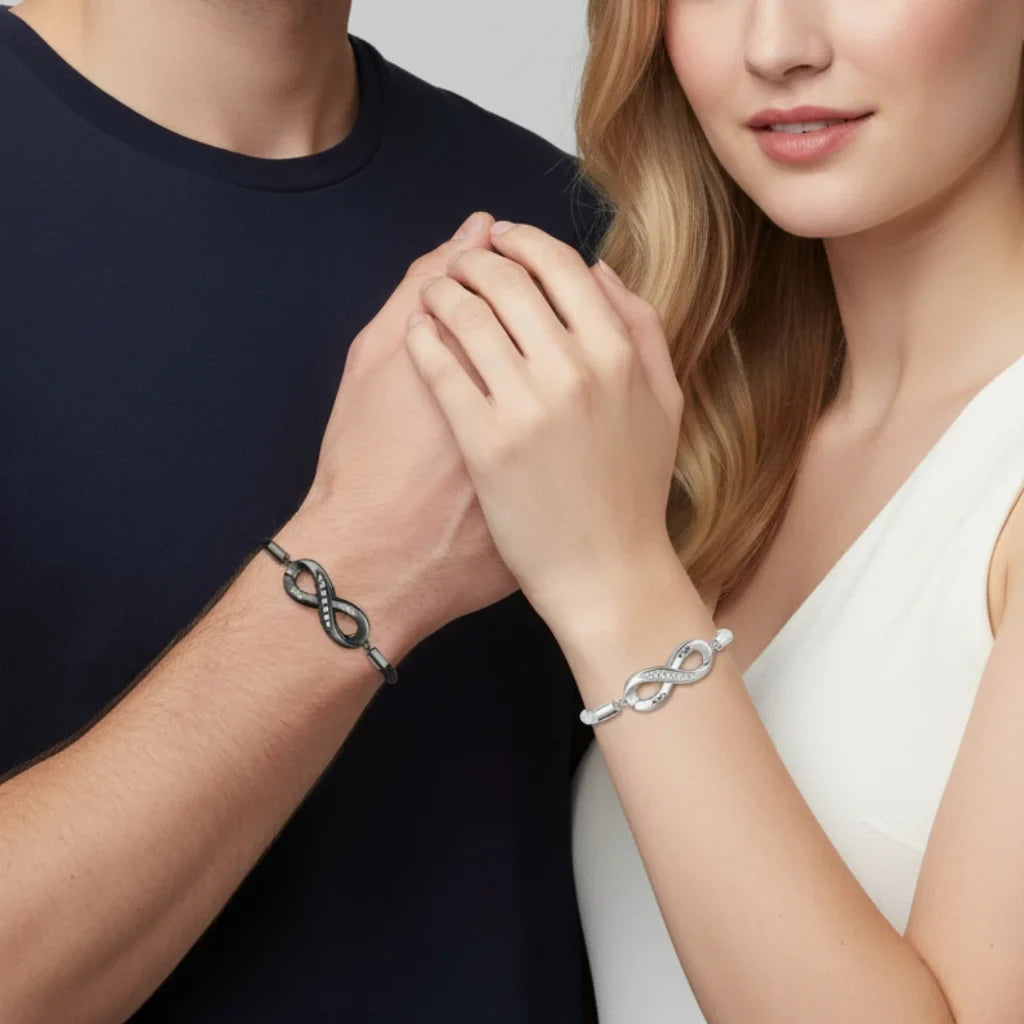 Engravable Infinity Couples Bracelets - Custom Name Matching Bracelets Gift for Him and Her