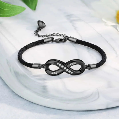 Engravable Infinity Couples Bracelets - Custom Name Matching Bracelets Gift for Him and Her