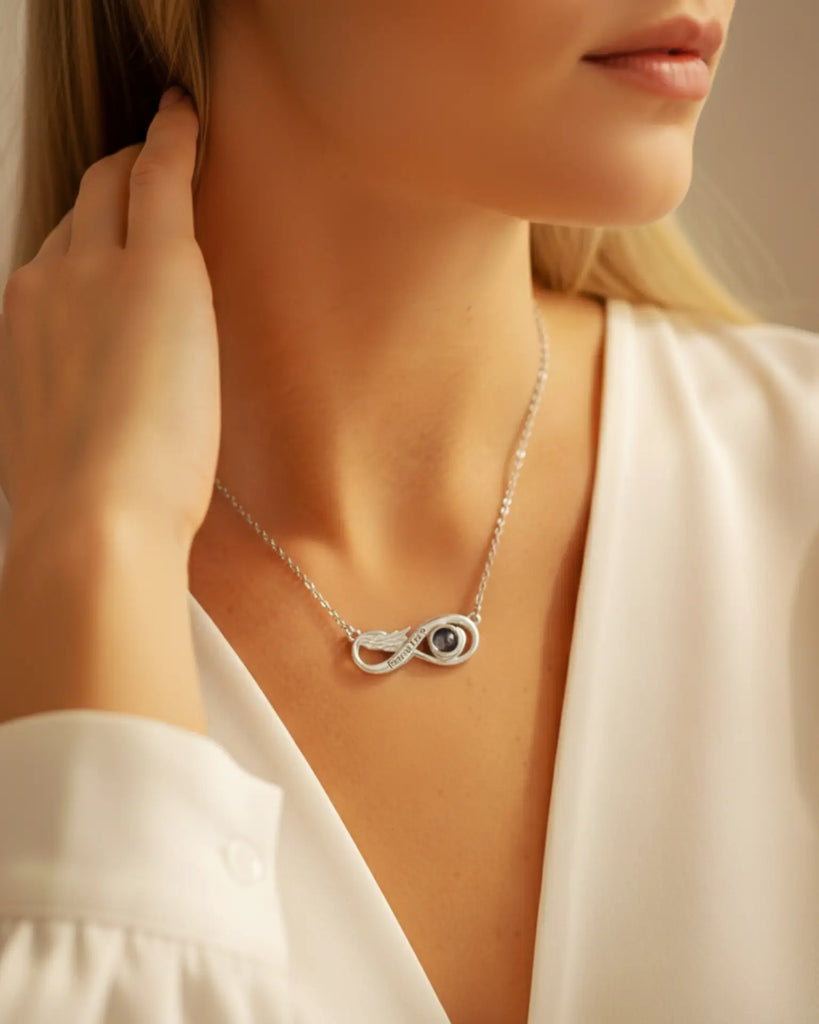 Eternal Wing Photo Projection & Engraving Necklace IfShe Jewelry