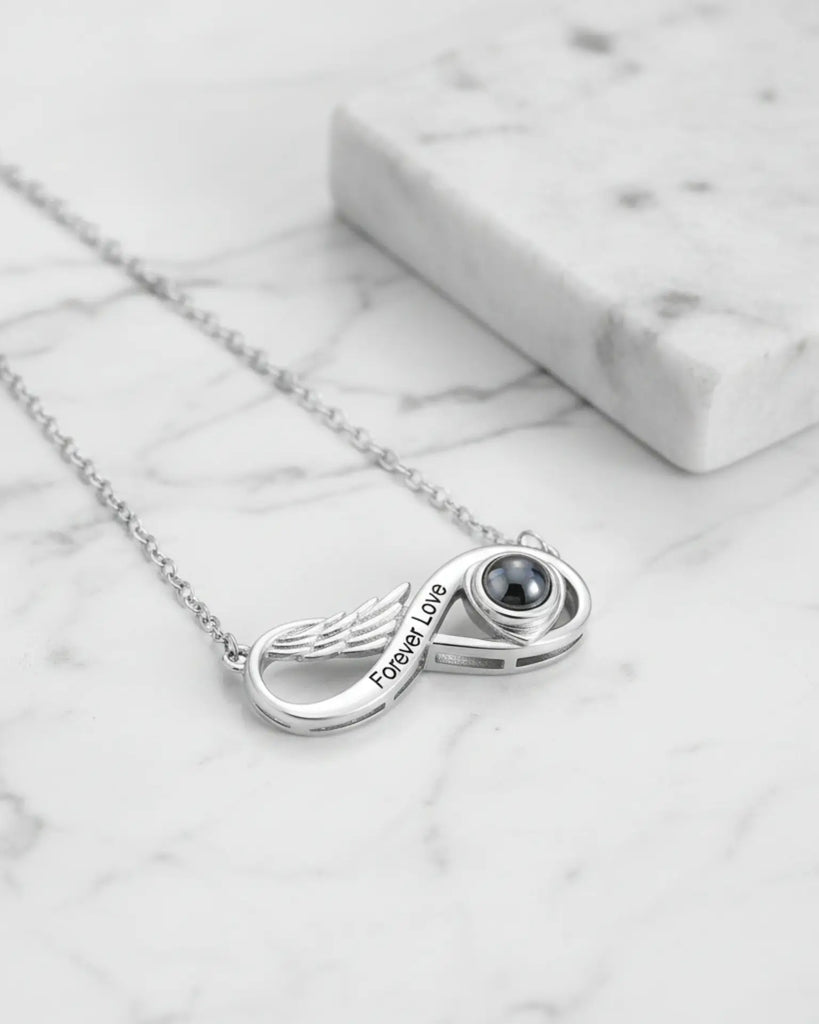 Eternal Wing Photo Projection & Engraving Necklace IfShe Jewelry