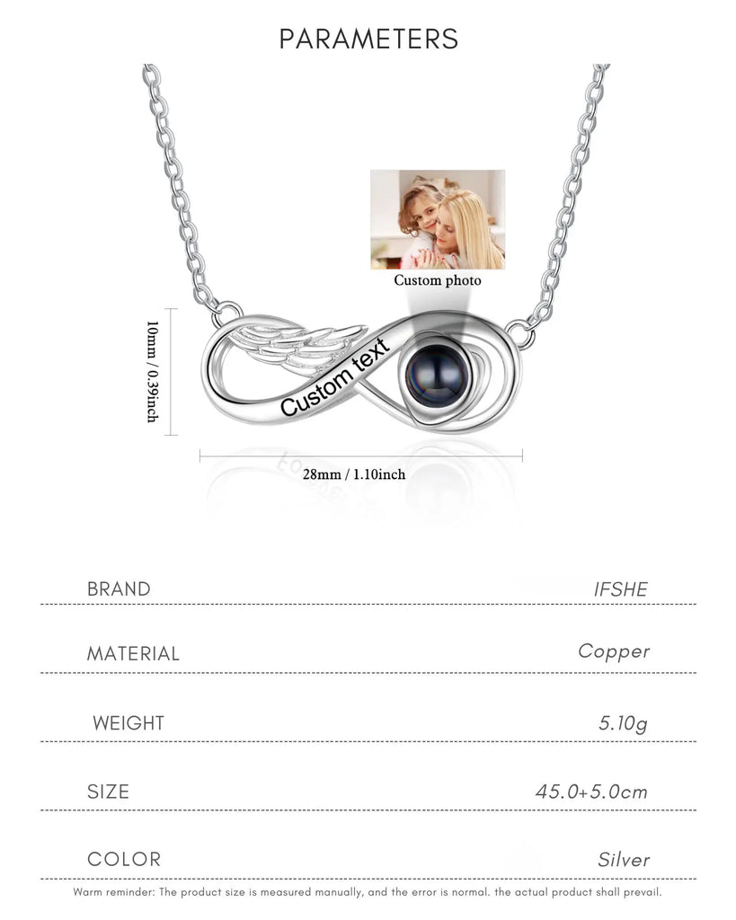 Eternal Wing Photo Projection & Engraving Necklace IfShe Jewelry