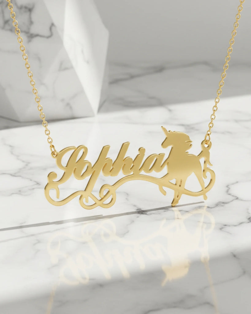 Magical Unicorn Name Necklace – Personalized Fantasy Jewelry IfShe