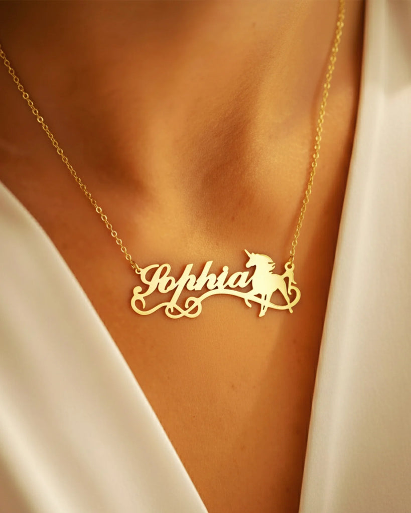 Magical Unicorn Name Necklace – Personalized Fantasy Jewelry IfShe