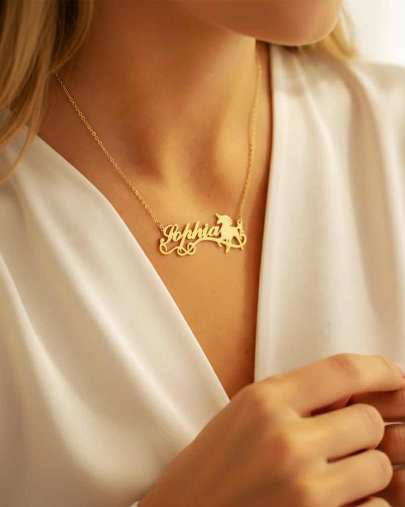 Magical Unicorn Name Necklace – Personalized Fantasy Jewelry IfShe