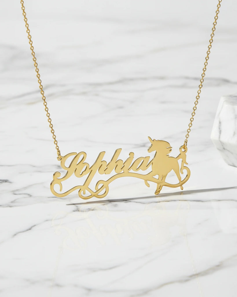 Magical Unicorn Name Necklace – Personalized Fantasy Jewelry IfShe