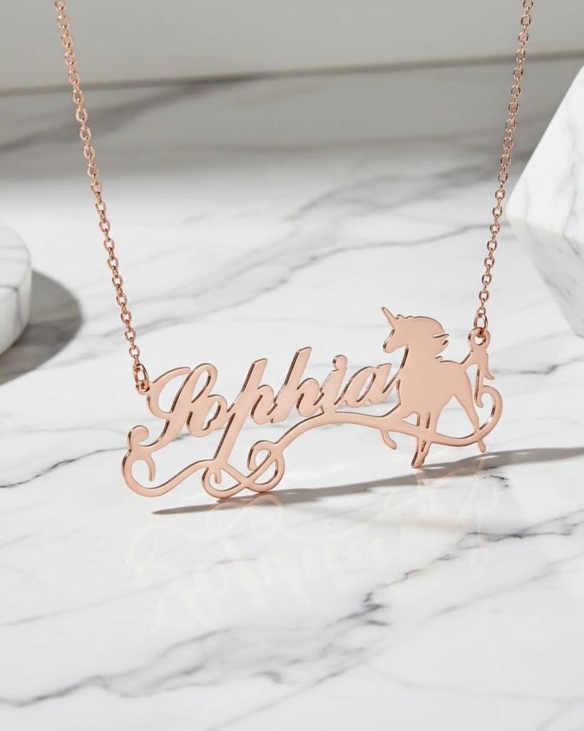 Magical Unicorn Name Necklace – Personalized Fantasy Jewelry IfShe