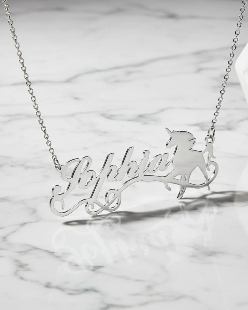 Magical Unicorn Name Necklace – Personalized Fantasy Jewelry IfShe
