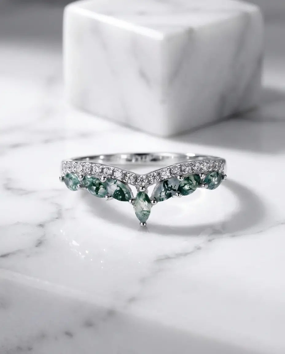 925 Sterling Silver Jewelry - Marquise Agate Ring | IfShe