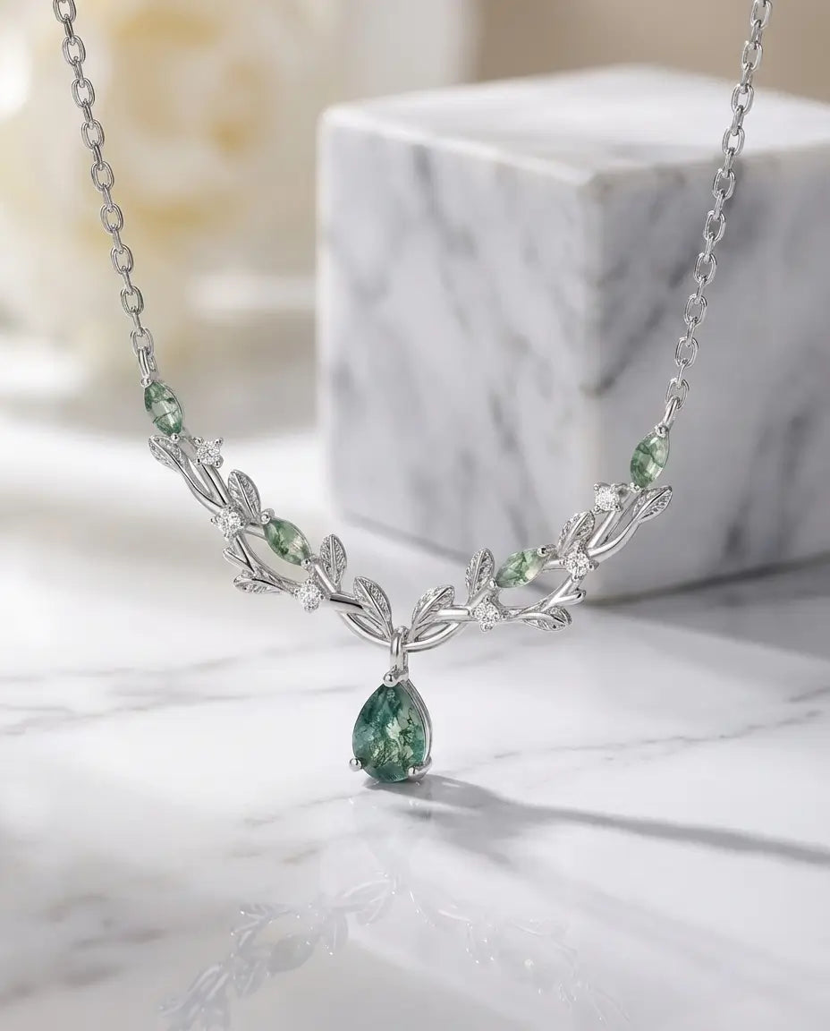 925 Sterling Silver Jewelry - Pear Agate Vine | IfShe