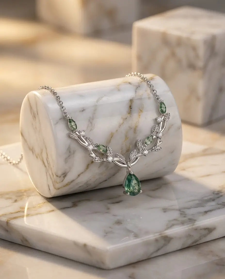 925 Sterling Silver Jewelry - Pear Agate Vine | IfShe