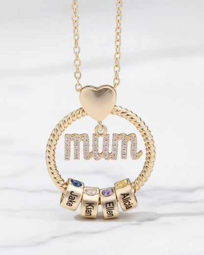Personalized Birthstone Necklace for Mom – Engrave 1-6 Names, Gold or Silver, Mum Charm, Mother's Day Gift for Her