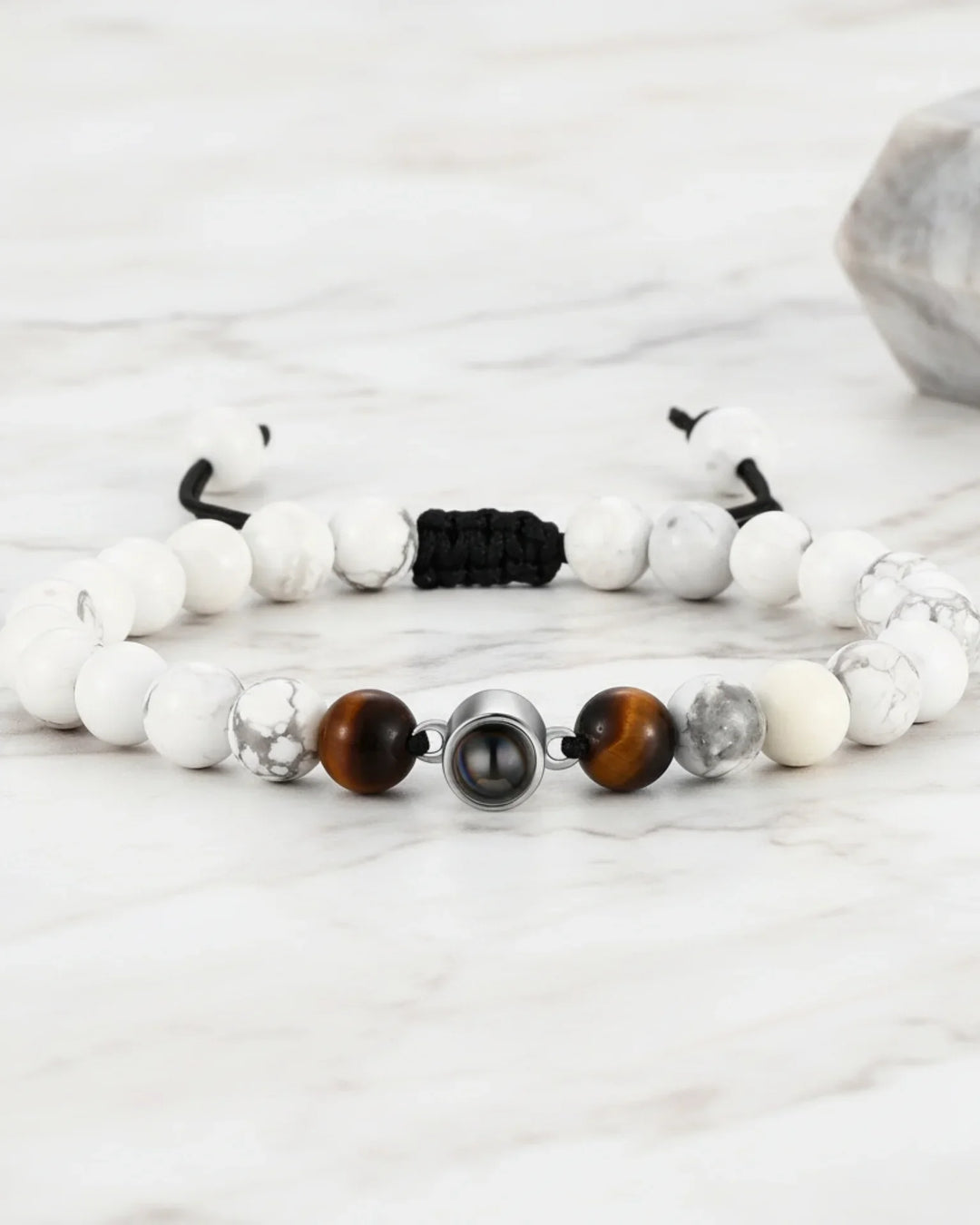 Personalised Photo Projection Bracelet – Magnesite Stone Beads for Women IfShe UK