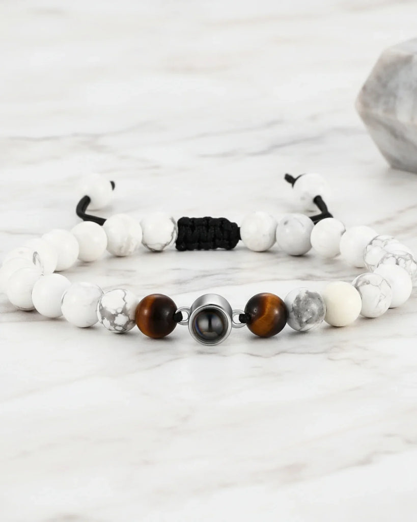 Personalised Photo Projection Bracelet – Magnesite Stone Beads for Women IfShe UK