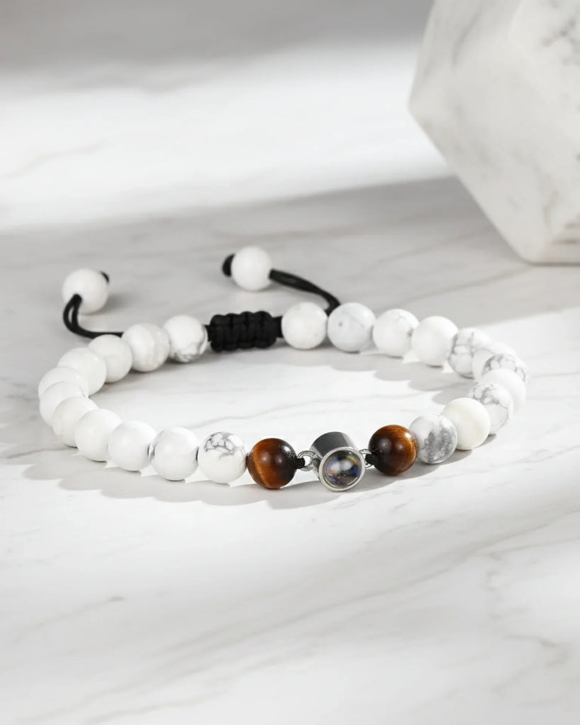 Personalised Photo Projection Bracelet – Magnesite Stone Beads for Women IfShe UK