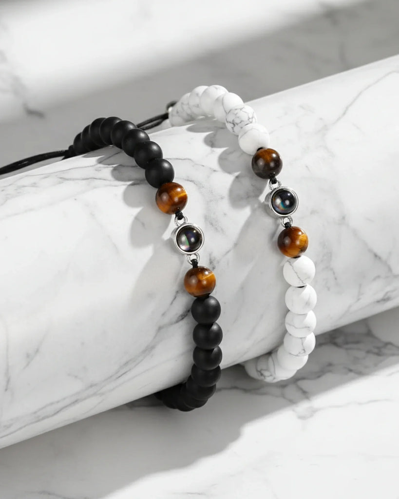 Personalised Photo Projection Bracelet – Magnesite Stone Beads for Women IfShe UK