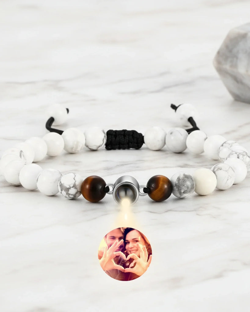 Personalised Photo Projection Bracelet – Magnesite Stone Beads for Women IfShe UK